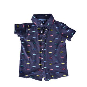 Andy & Evan Short Sleeve Alligator Print Button Up Top 5 Boys Multicolored Used